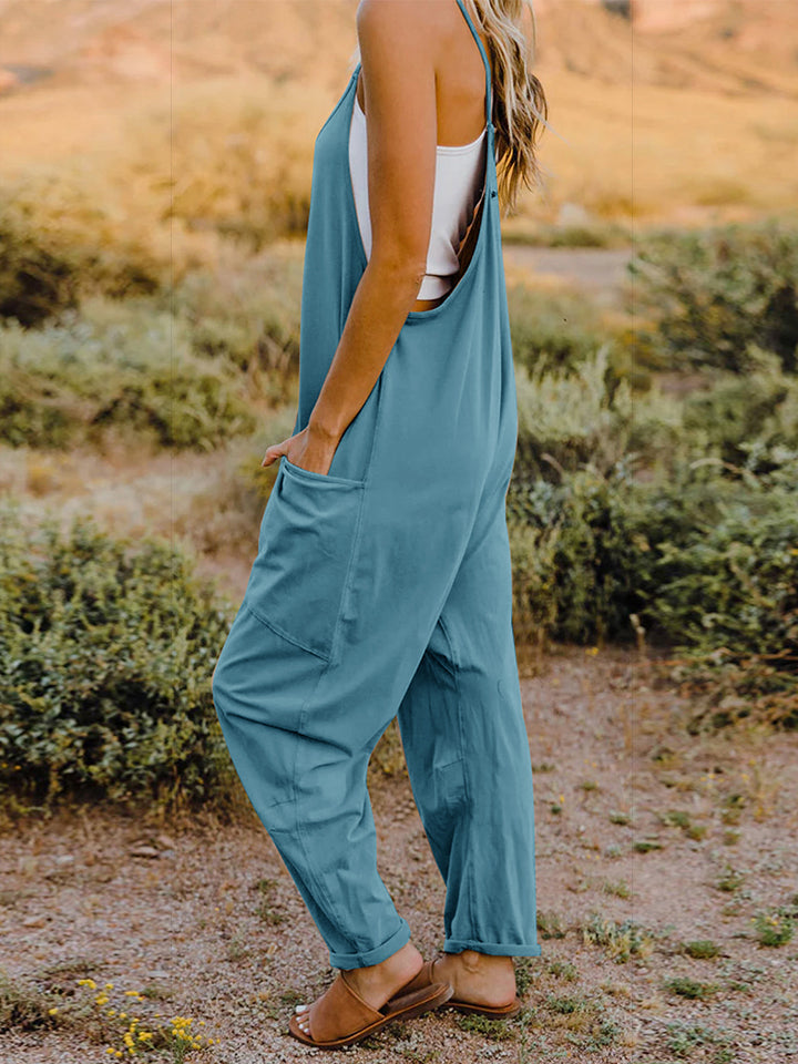 Kelsey V-Neck Sleeveless Jumpsuit with Pockets