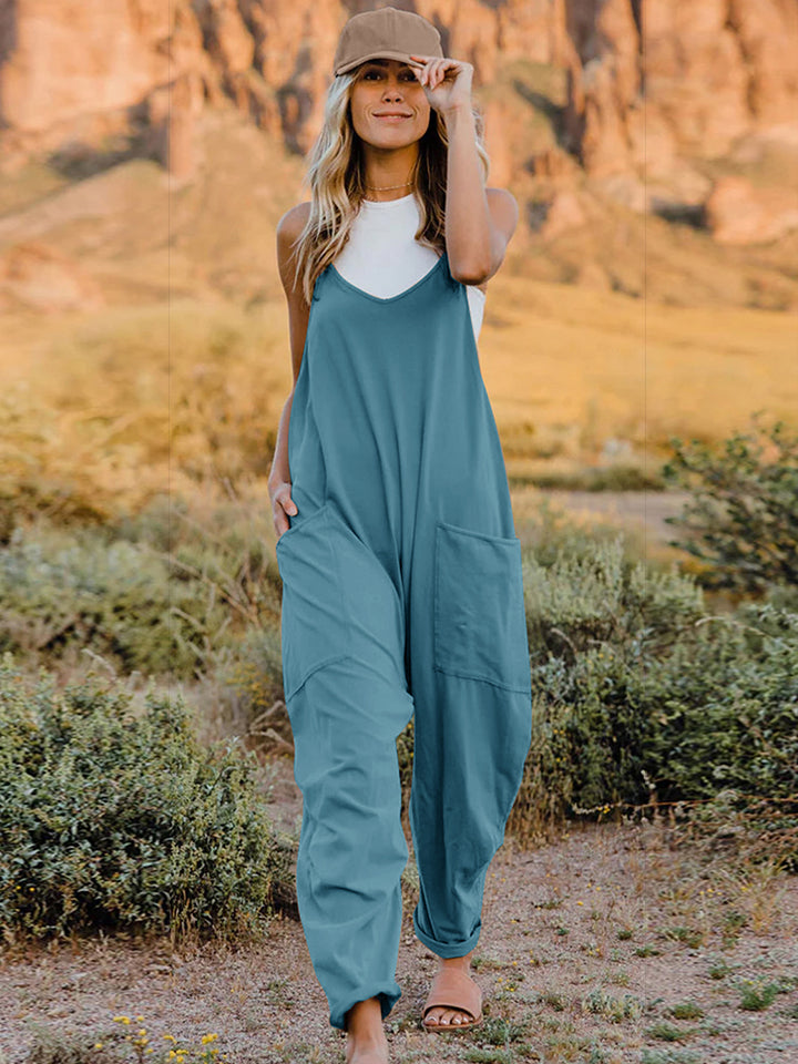 Kelsey V-Neck Sleeveless Jumpsuit with Pockets