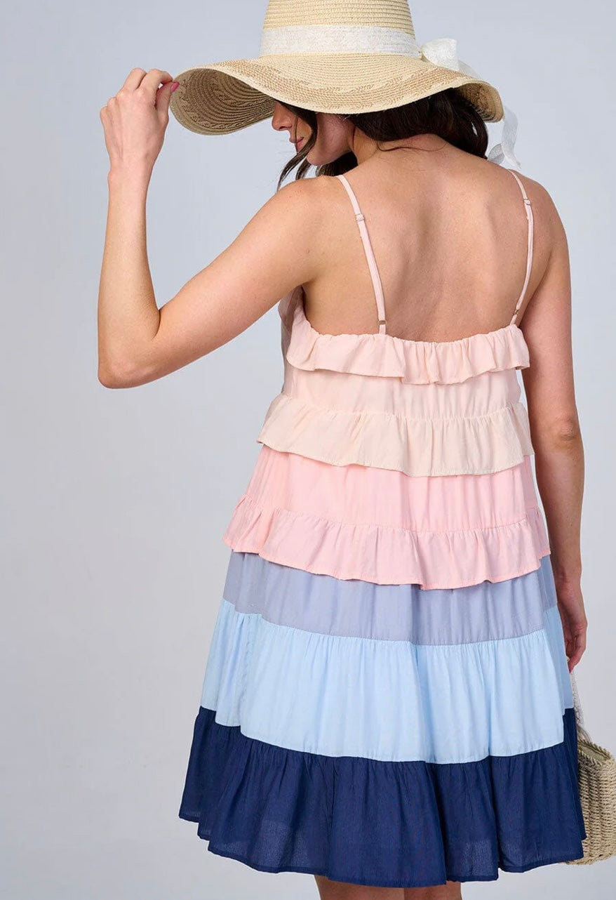 Camila Ruffle Tiered Colorblock Dress