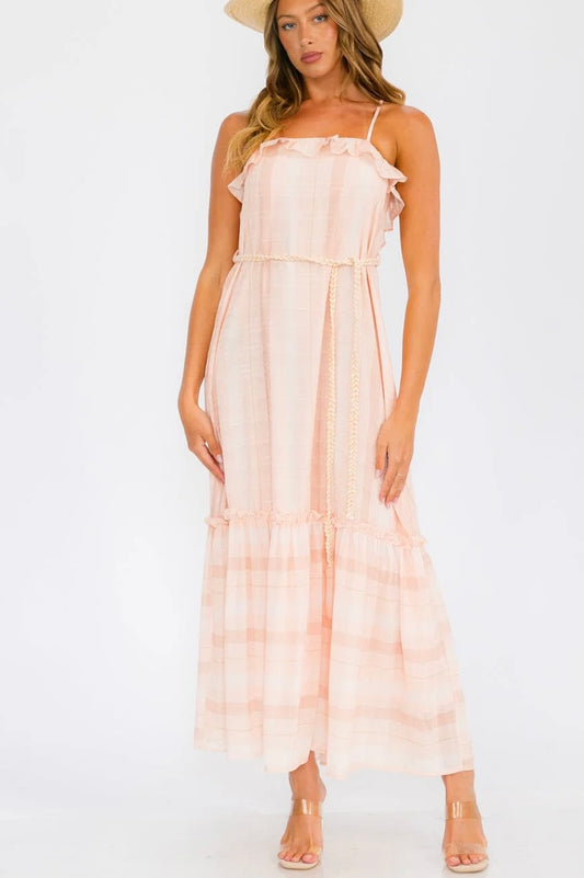 Mai Sleeveless Open Back Ruffle Tiered Maxi Dress