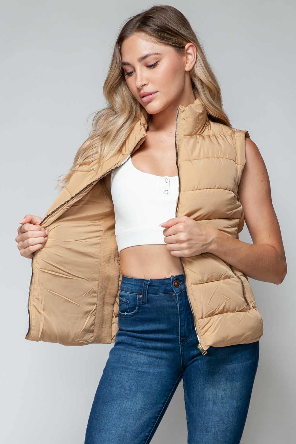 Kara Turtleneck Puffer Vest with Pockets