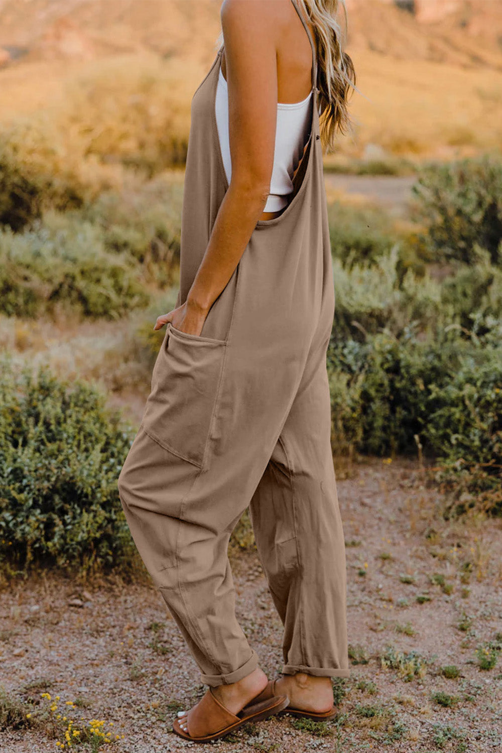 Kelsey V-Neck Sleeveless Jumpsuit with Pockets