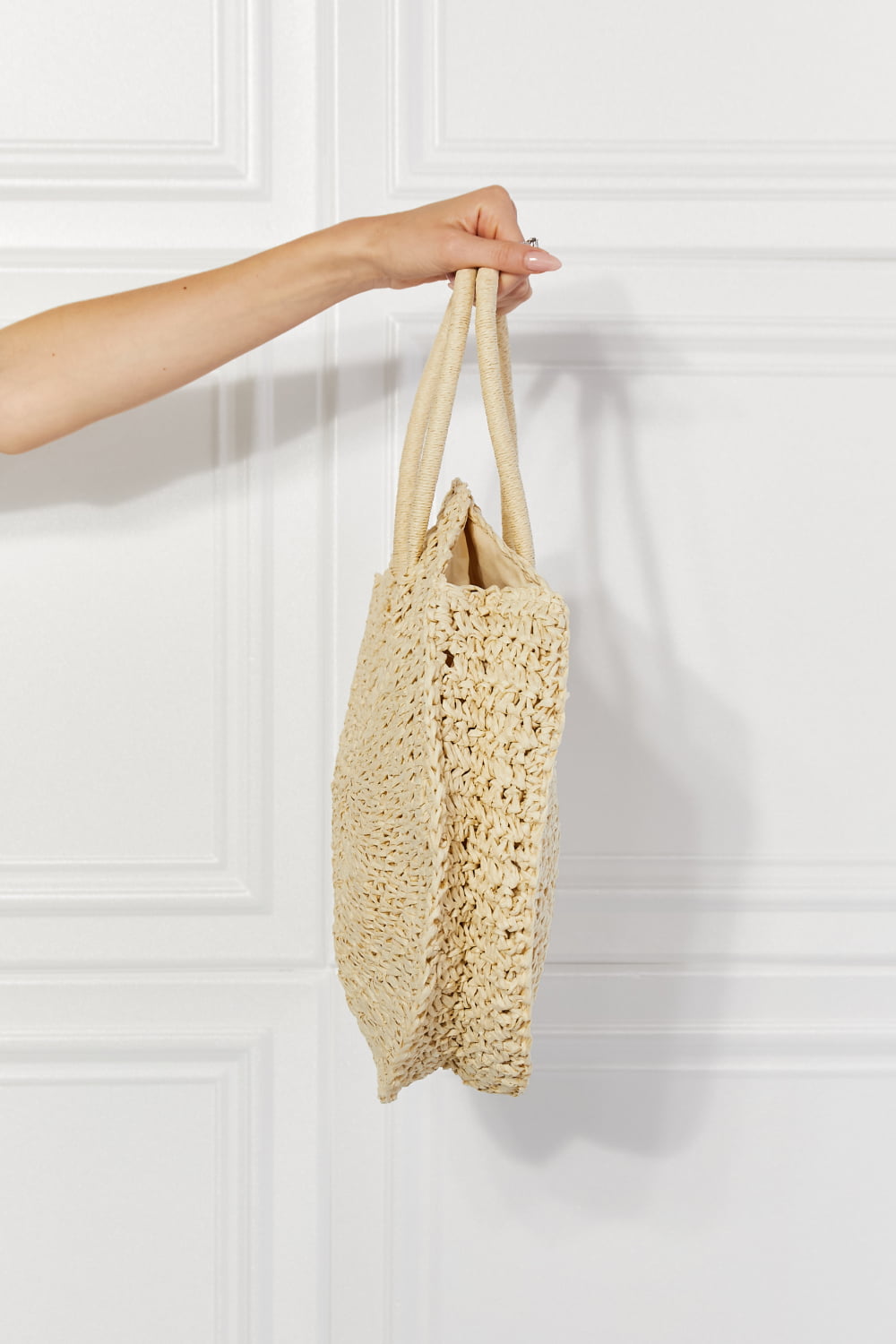Straw Rattan Handbag in Ivory