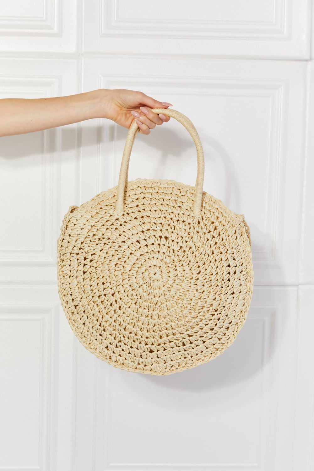 Straw Rattan Handbag in Ivory