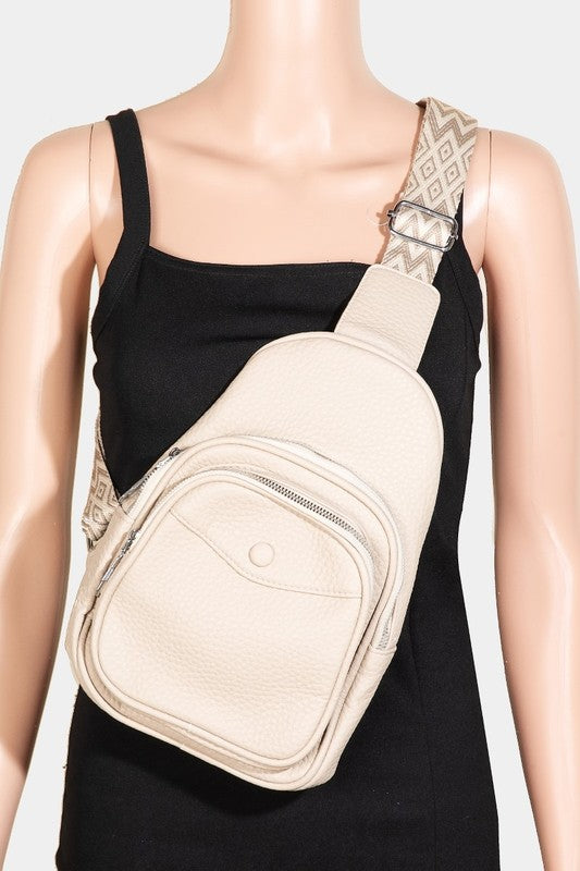 Textured PU Leather Sling Bag