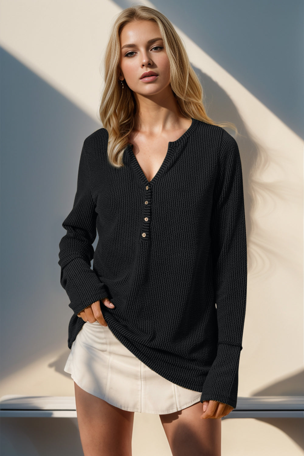 Sophie Notched Thumbhole Long Sleeve T-Shirt
