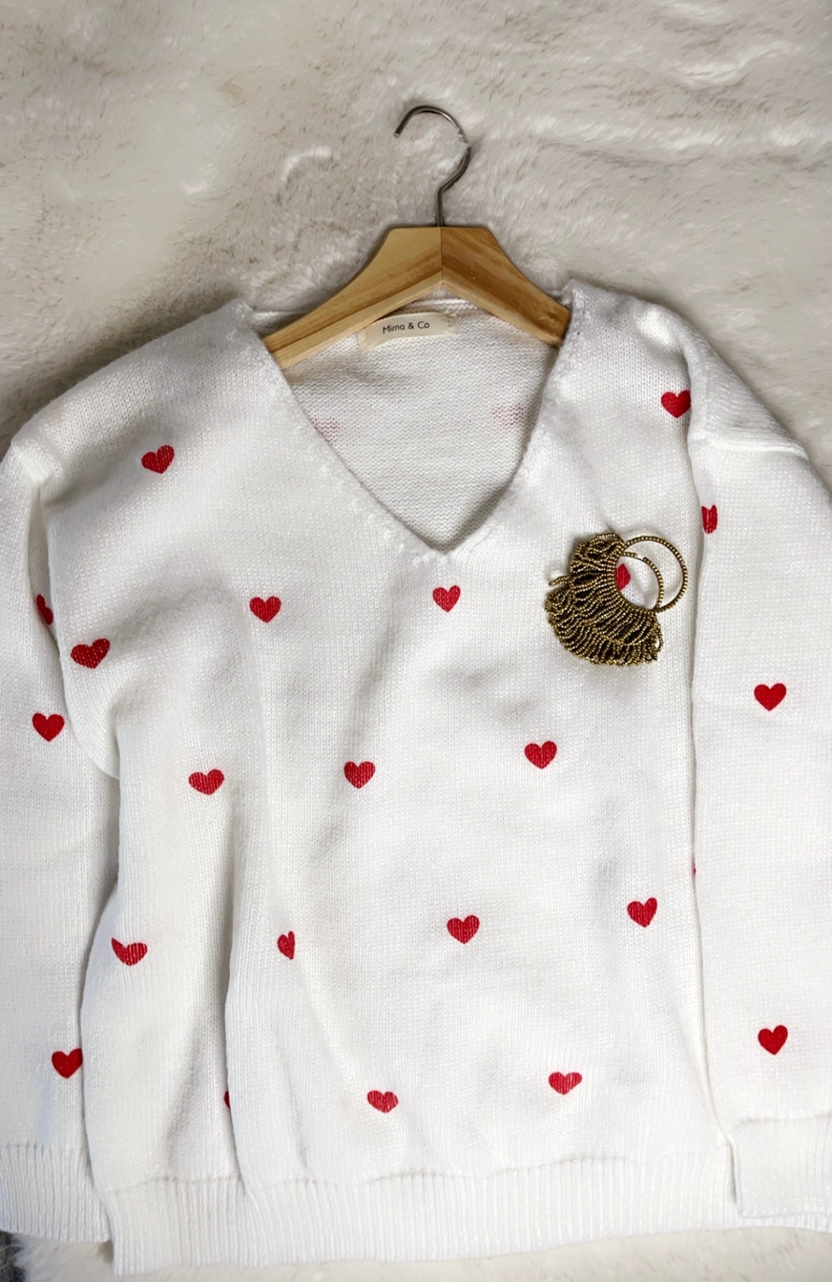 Yoli Red Heart Print Sweater