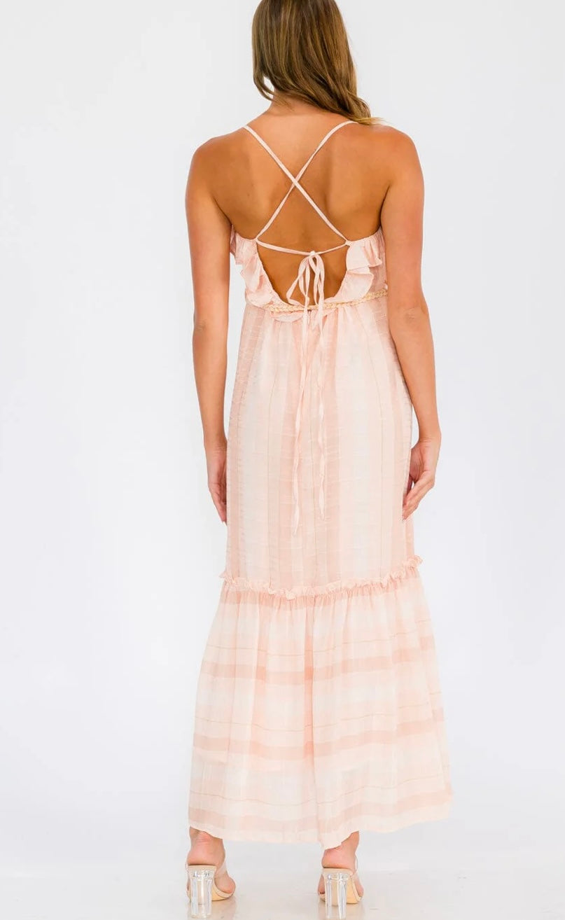 Mai Sleeveless Open Back Ruffle Tiered Maxi Dress