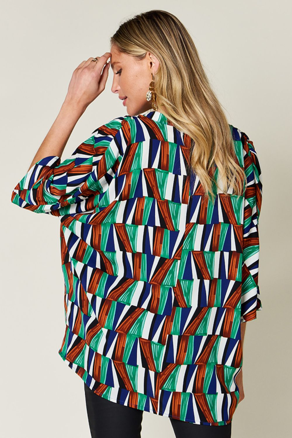 Dani Geometric Notched Dolman Sleeve Top