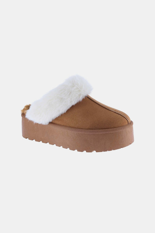 Thick Bottom Fur Trim Snow Slip ons