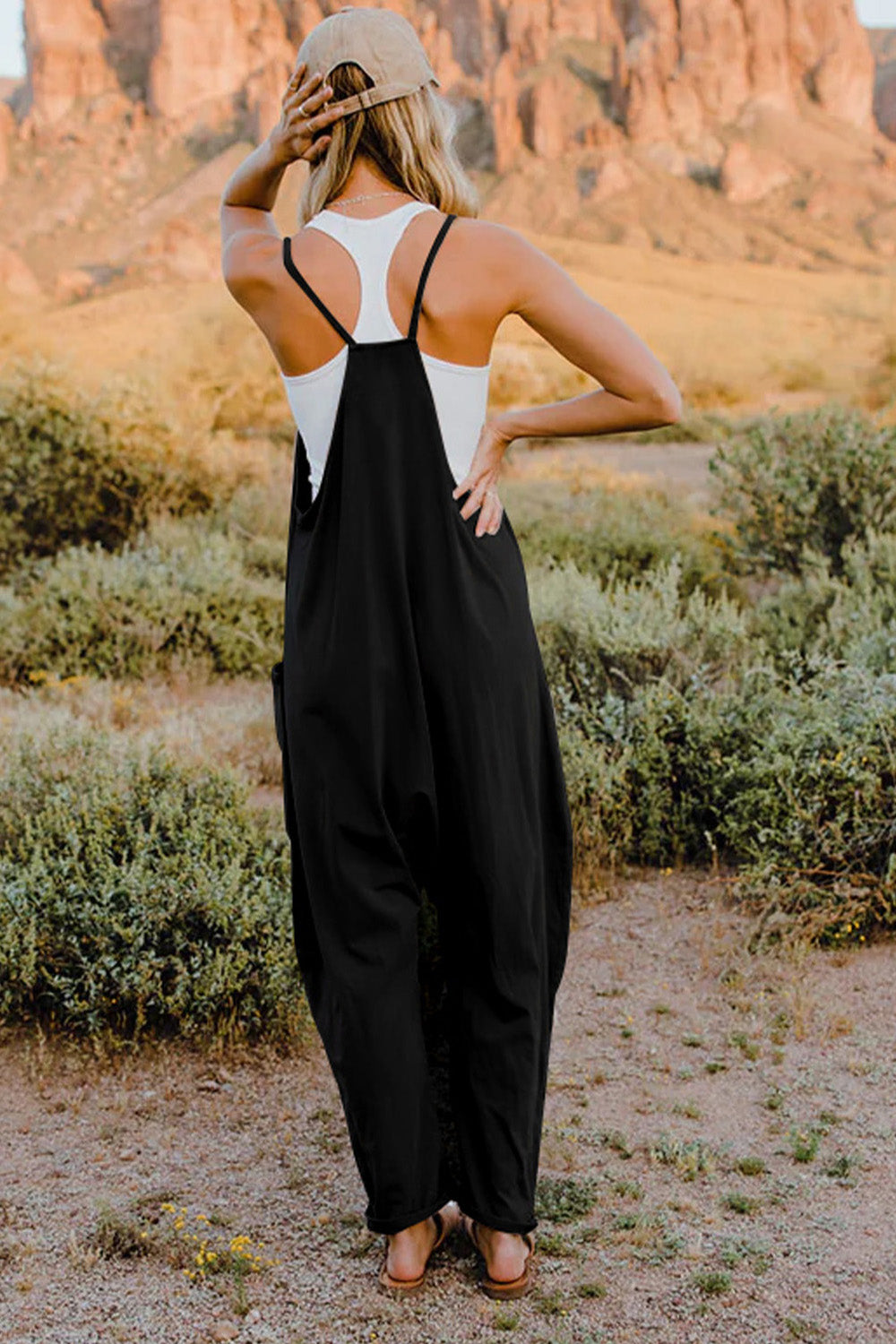 Kelsey V-Neck Sleeveless Jumpsuit with Pockets