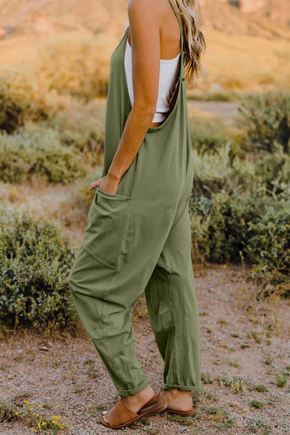 Kelsey V-Neck Sleeveless Jumpsuit with Pockets