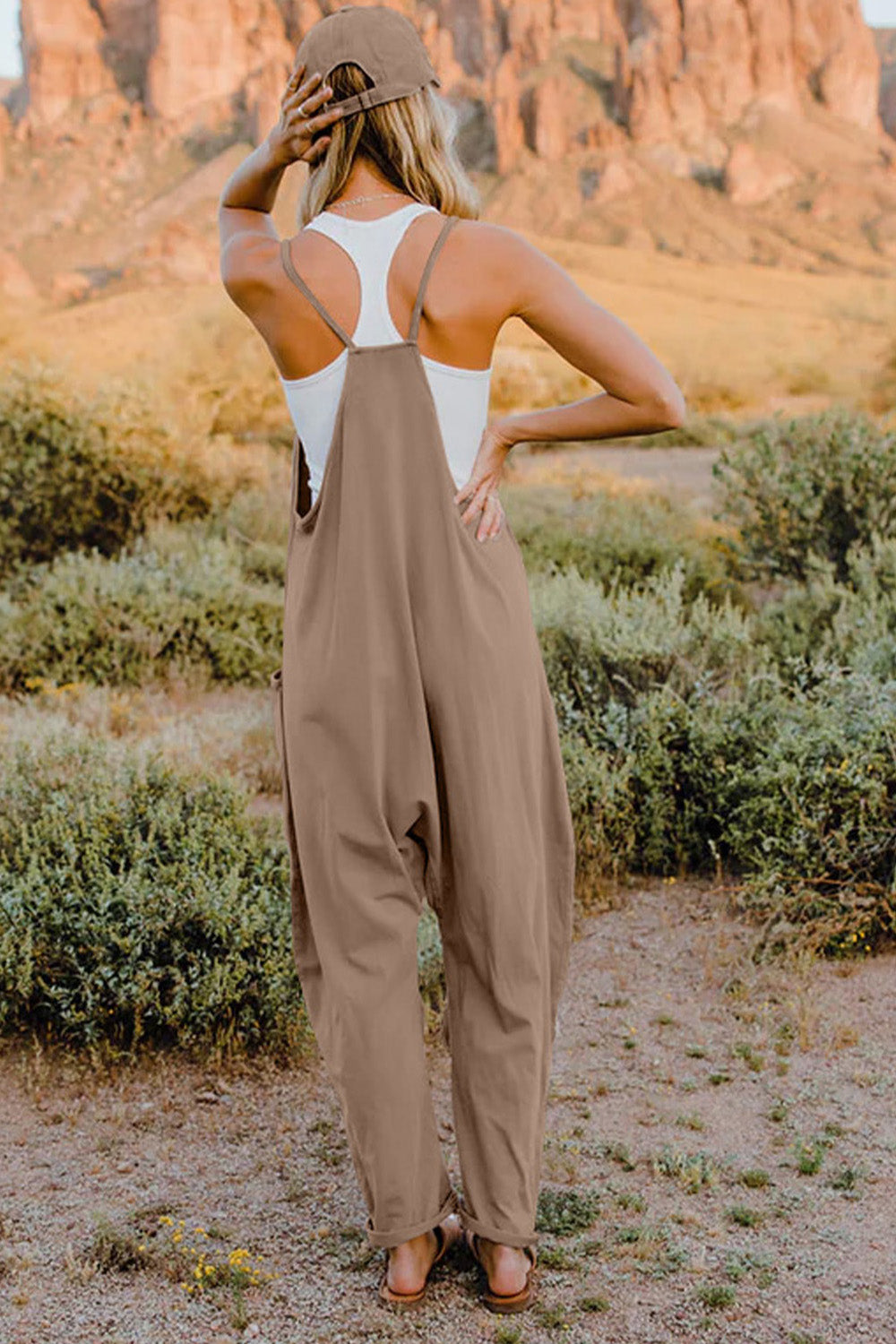 Kelsey V-Neck Sleeveless Jumpsuit with Pockets