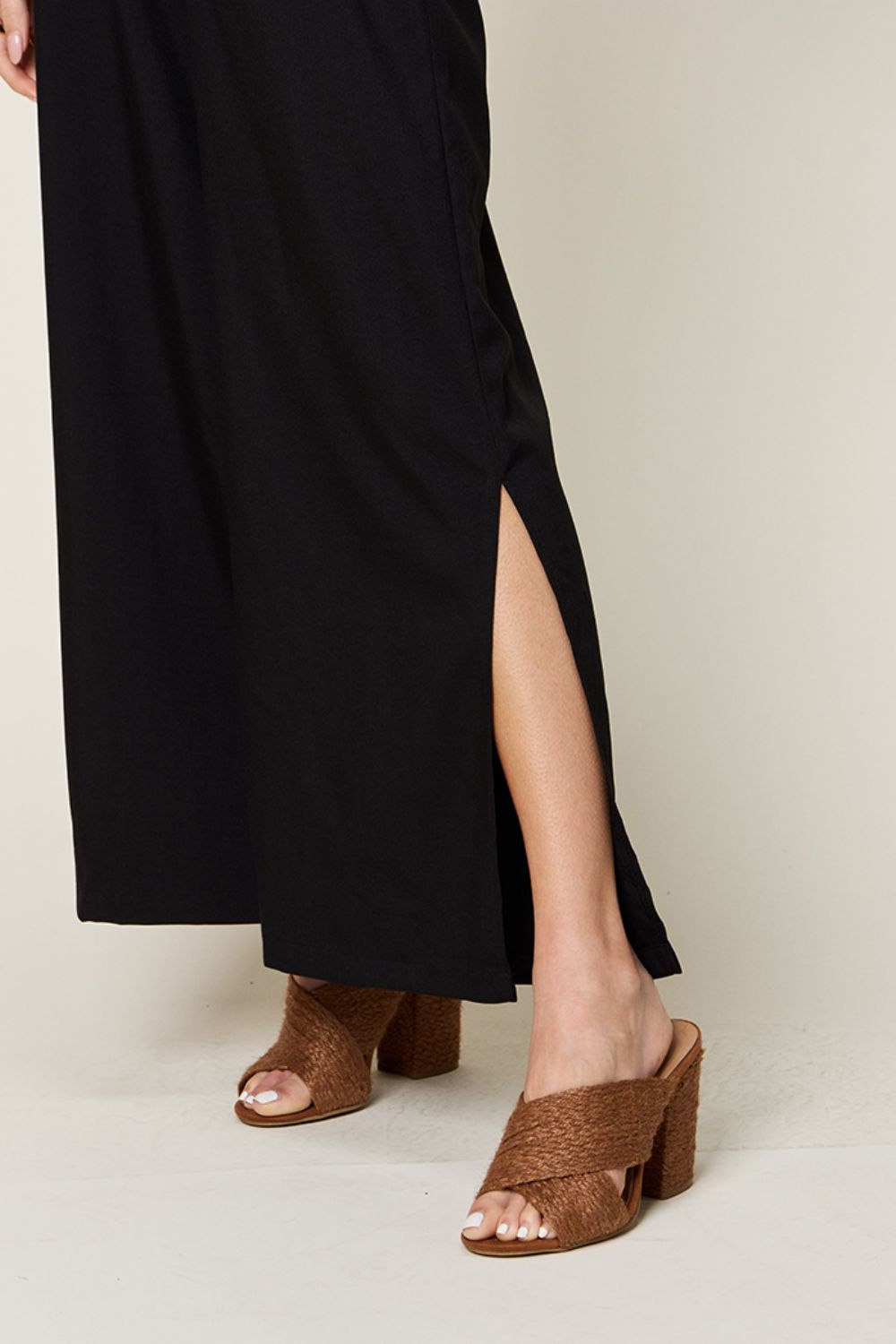 Luzia Size V-Neck Tied Side Slit Jumpsuit