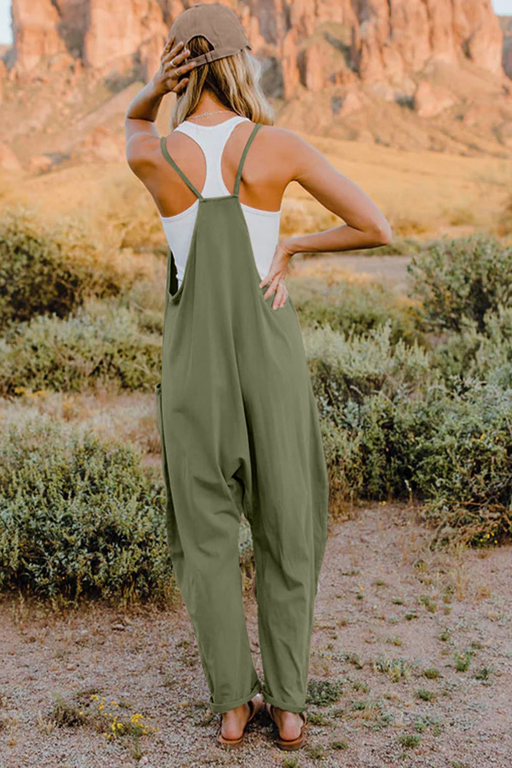 Kelsey V-Neck Sleeveless Jumpsuit with Pockets