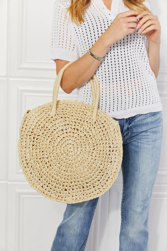 Straw Rattan Handbag in Ivory